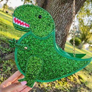 Green Glitter T-Rex Purse